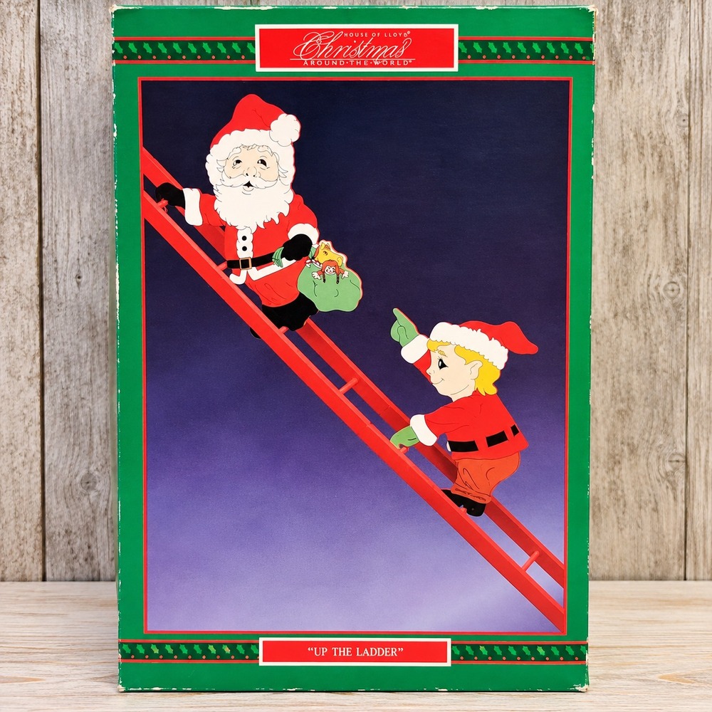 Vintage House of Lloyd Christmas Around The World-UP THE LADDER-Wooden Elf Santa